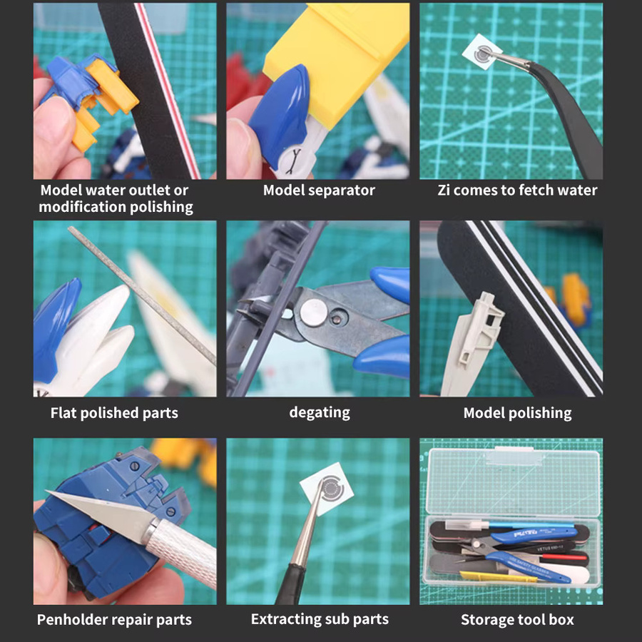 SANMERSEN Modellbau Werkzeug-Set mit Scalpel #11 und Gravurmessern aus Metall in Silber und Bunt - Bild 3