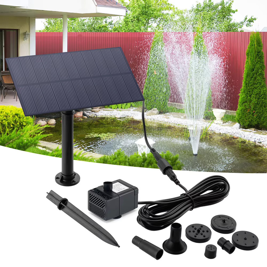 Alloet Solarbrunnenpumpe 5W 5V in Schwarz mit Erdspieß für Gartendekoration und Poolbewässerung mit 180L/h Förderleistung - Bild 2