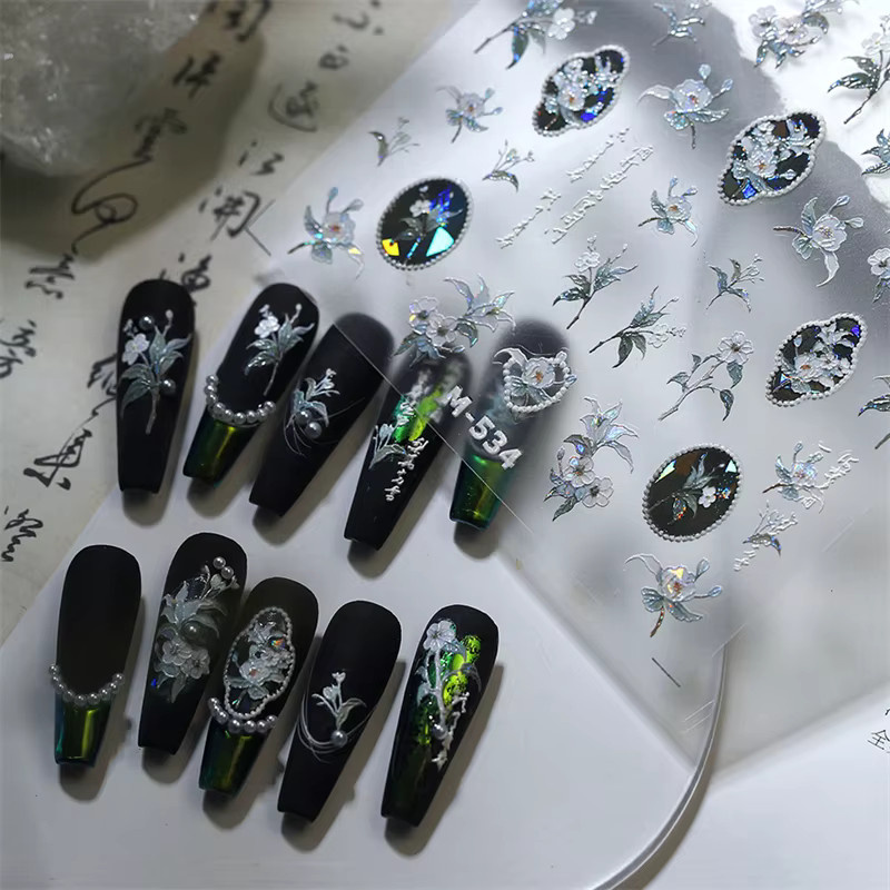 NAILFYOU Nagelaufkleber, Aurora Rosa Weiße Tulpe, Relief Design - Bild 3
