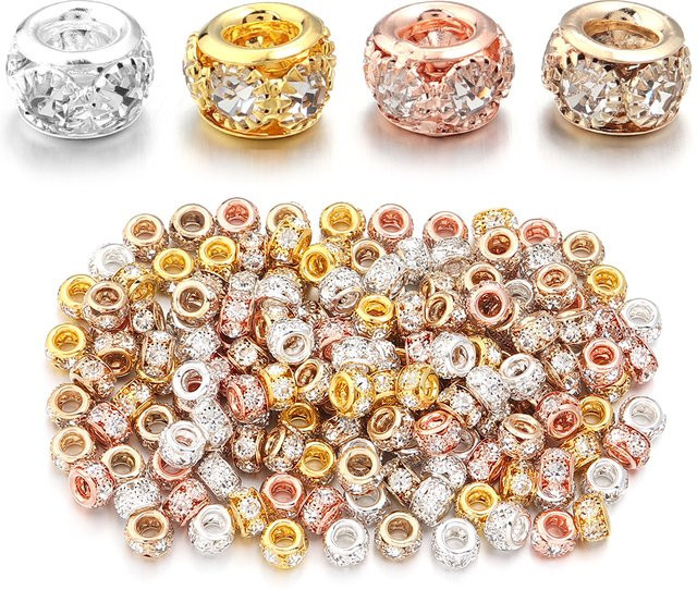 lingsai Strass-Kristall-Rondellperlen, Kupfer-Spacer-Charms, 8mm, Unisex - Bild 1