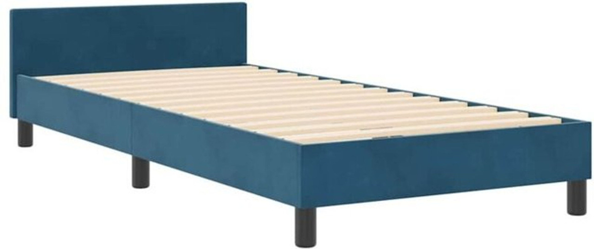 Modernes Polsterbett mit Kopfteil von vidaXL in Blau aus Samt und Holzwerkstoff, B/T: 100 x 200 cm - Bild 1