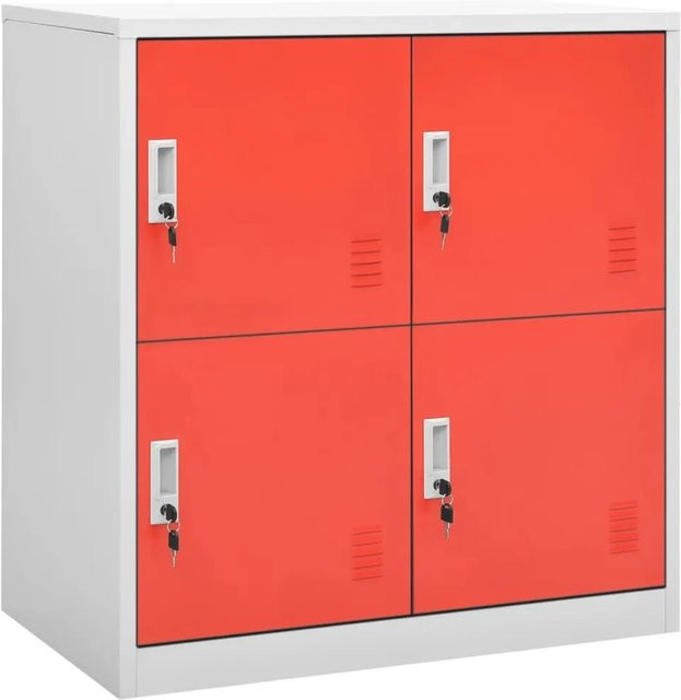 vidaXL Schließfachschränke Set aus Metall in Hellgrau und Rot, 2 Stück, B/T/H: 90 x 45 x 92,5 cm - Bild 1