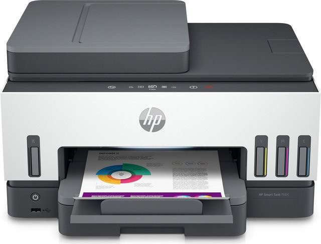 HP Smart Tank 7605 All-in-One Multifunktionsdrucker in Grau/Weiß mit Drucken, Scannen, Kopieren und Faxen (Tintenstrahl) - Bild 1