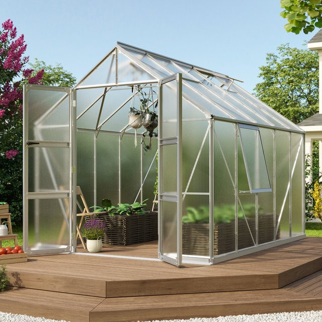 Vitavia Gewächshaus Olymp 8300 aus Aluminium in Silber mit Polycarbonat-Verglasung und Fundamentrahmen, 8,3 m² - Bild 1