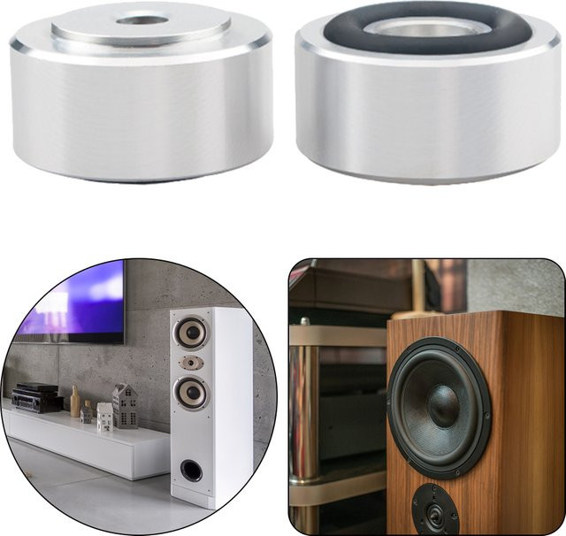 ALLOET HIFI-Lautsprecher-Spikes aus Aluminiumlegierung in Silber, 4 Stück zur Stoßdämpfung und Isolierung für Lautsprecher und DAC - Bild 1