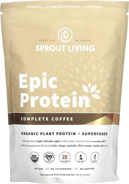 Sprout Living, Epic Protein, Bio-Pflanzenprotein, Kaffee, 494 g - Bild 1