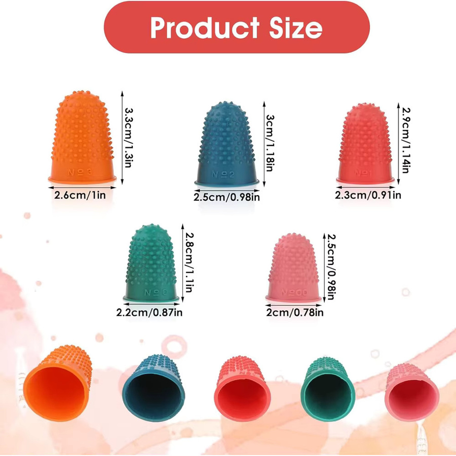 JAY HOME Silikon Fingerhut Protektoren Set, 5 Stück, Mehrfarbig, Fingerschutz für Nähen und Stickerei - Bild 2