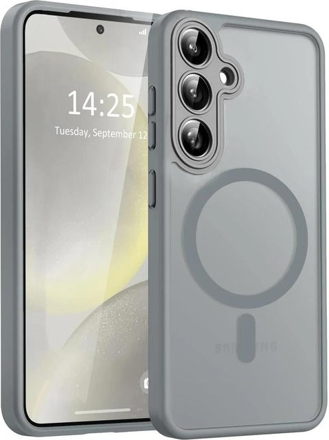 Matte durchscheinende magnetische kabellose Ladehülle für Samsung Galaxy S24 in Grau - Bild 1