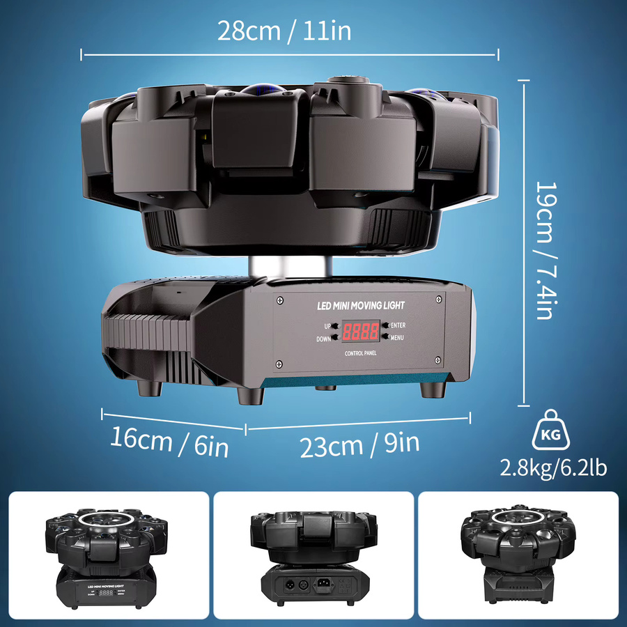 Somspot 150W 6-Arm LED Moving Head Light RGBW Matrix Beam Projection Laser Strobe Effekt, Schwarz, Professionelle DMX512 Bühneneffektbeleuchtung - Bild 7