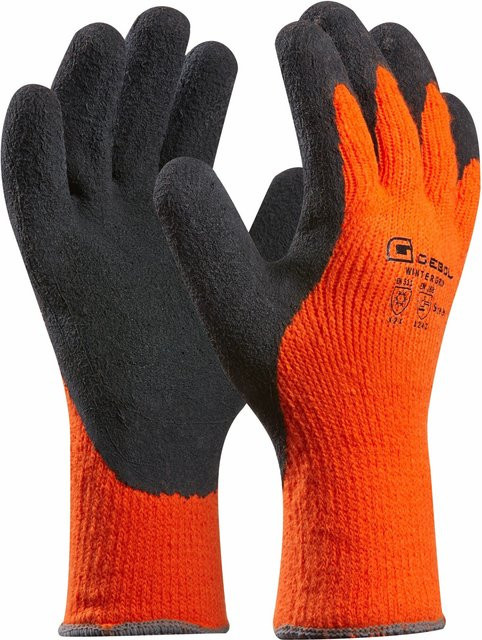 Gebol Winterhandschuhe Grip in Orange und Schwarz mit Latexbeschichtung und Acryl-Futter, Größe 8 - Bild 1