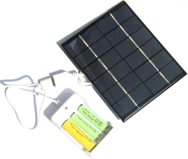 BUHESHUI Tragbares Solarpanel als Ladegerät für AA und AAA Ni-MH sowie Ni-CD Batterien, 5V/6V - Bild 1