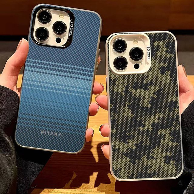 Kevlar Premium Carbonfaser Handyhülle für Apple iPhone in Blau mit Schutzbeschichtung - Bild 1