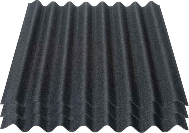 3er Pack Onduline Easyline Bitumen-Dachplatten intensiv schwarz B: 76,0 cm, H: 100,0 cm, Tiefe: 2,6 mm, Profil 95/38 - Bild 1