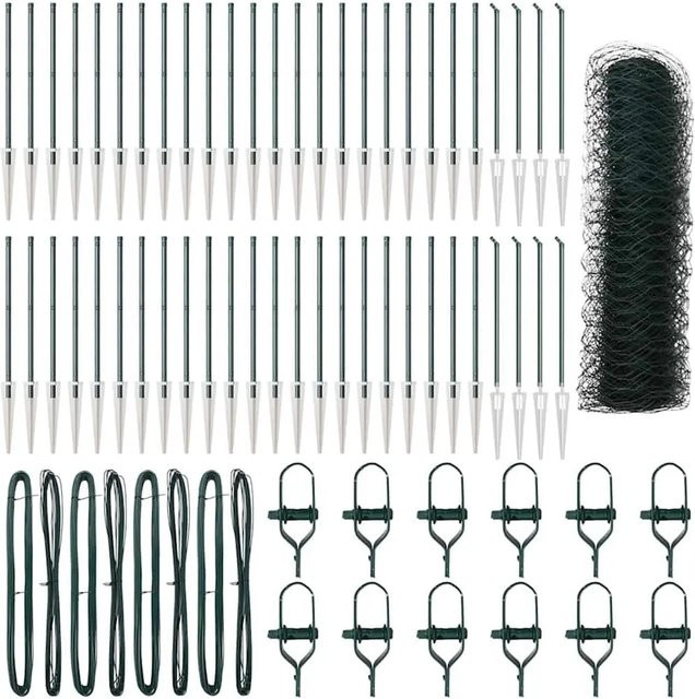vidaXL Zaunpfosten aus Stahl und PVC in Grün, Höhe: 100 cm, Breite: 4 cm, Tiefe: 3,2 cm - Bild 1