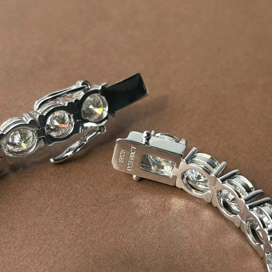 OEVAS Moissanit-Tennisarmband, 925 Silber, Bicolor, Unisex - Bild 3