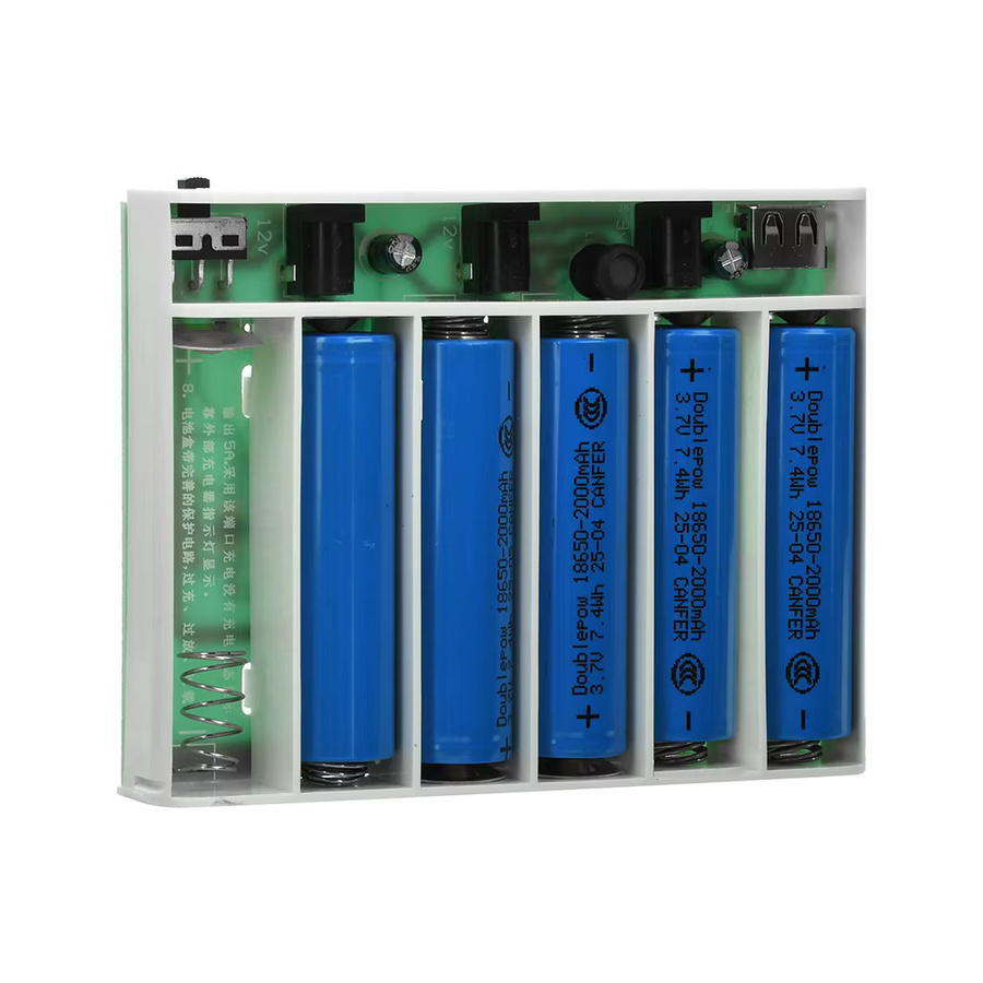 diymore USV unterbrechungsfreie Stromversorgung DIY Power Bank Box in Schwarz für Router, Handy und Modem mit 5V, 9V, 12V Ausgang und Platz für 6x18650 Batterien - Bild 4