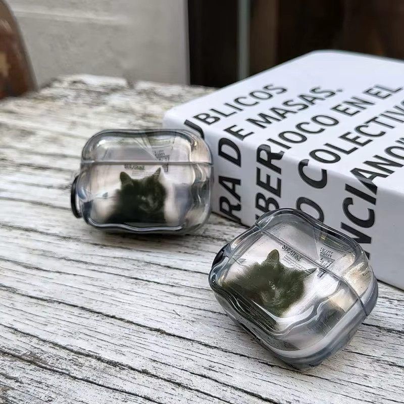 Schutzhülle mit Katzenmuster und Ring für Apple AirPods Pro, Pro 2 und Pro 3, transparent - Bild 5