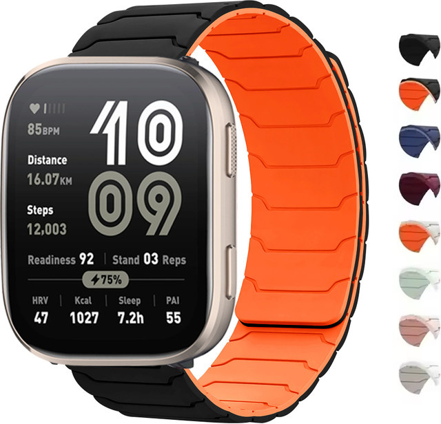 Uhrenarmband Silikon, magnetisch, Schwarz, Unisex, 22 mm - Bild 1
