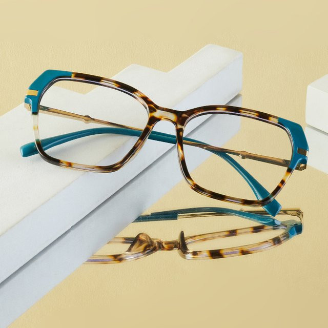RELEN Korrektionsbrille, Damen, quadratisch, Vollrand, Leopard Print, braun - Bild 1
