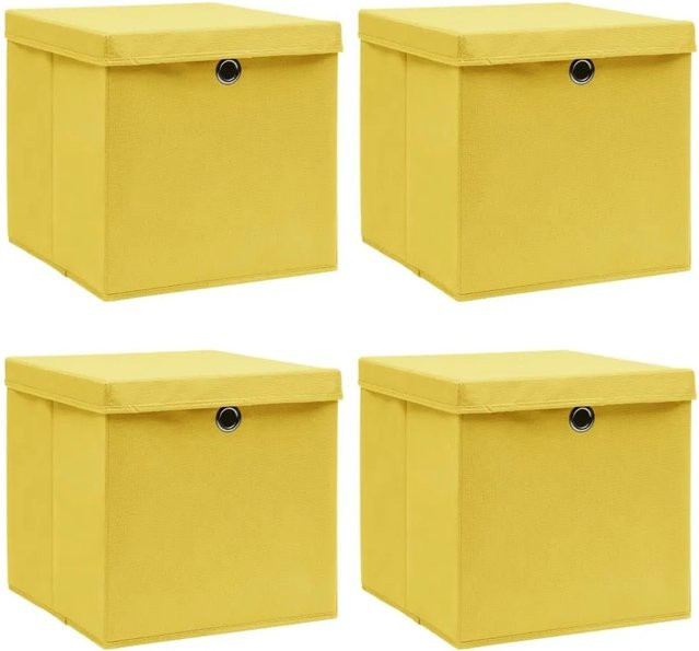vidaXL Aufbewahrungsboxen mit Deckel aus Stoff, 4er Set, Gelb, B/T/H: 32 x 32 x 32 cm - Bild 1