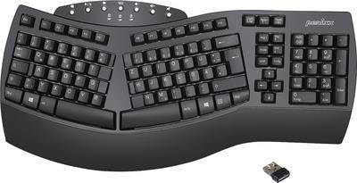 Perixx PERIBOARD-612BDE Bluetooth Tastatur Schwarz mit Handballenauflage, Ergonomisches Design, QWERTZ Deutsch Layout - Bild 1