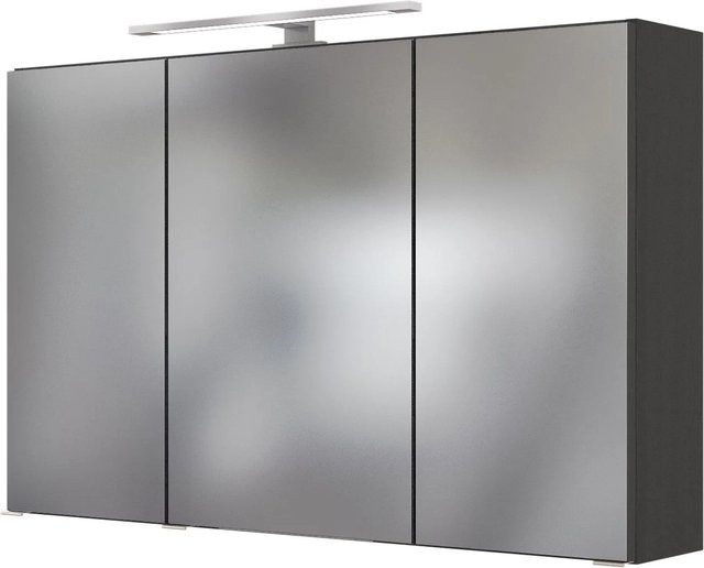 Held Möbel 3D-Spiegelschrank Neapel in Graphitgrau, Breite: 100 cm, Höhe: 64 cm, Tiefe: 20 cm - Bild 1