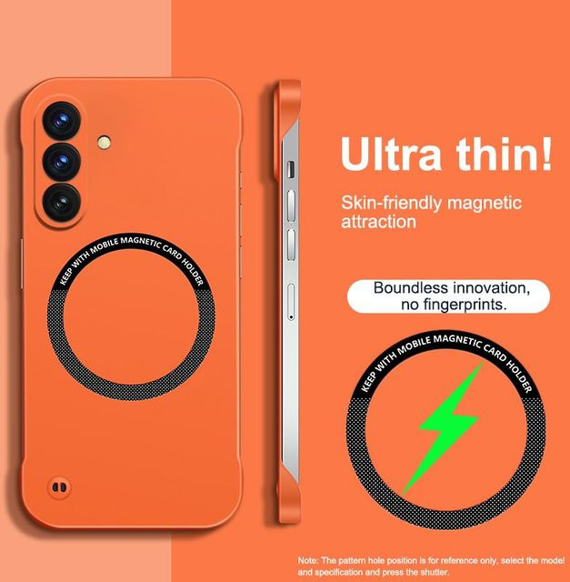 Ultra dünne und rahmenlose Handyhülle für Samsung Galaxy A56 5G mit magnetischer kabelloser Ladeunterstützung in Schwarz - Bild 1