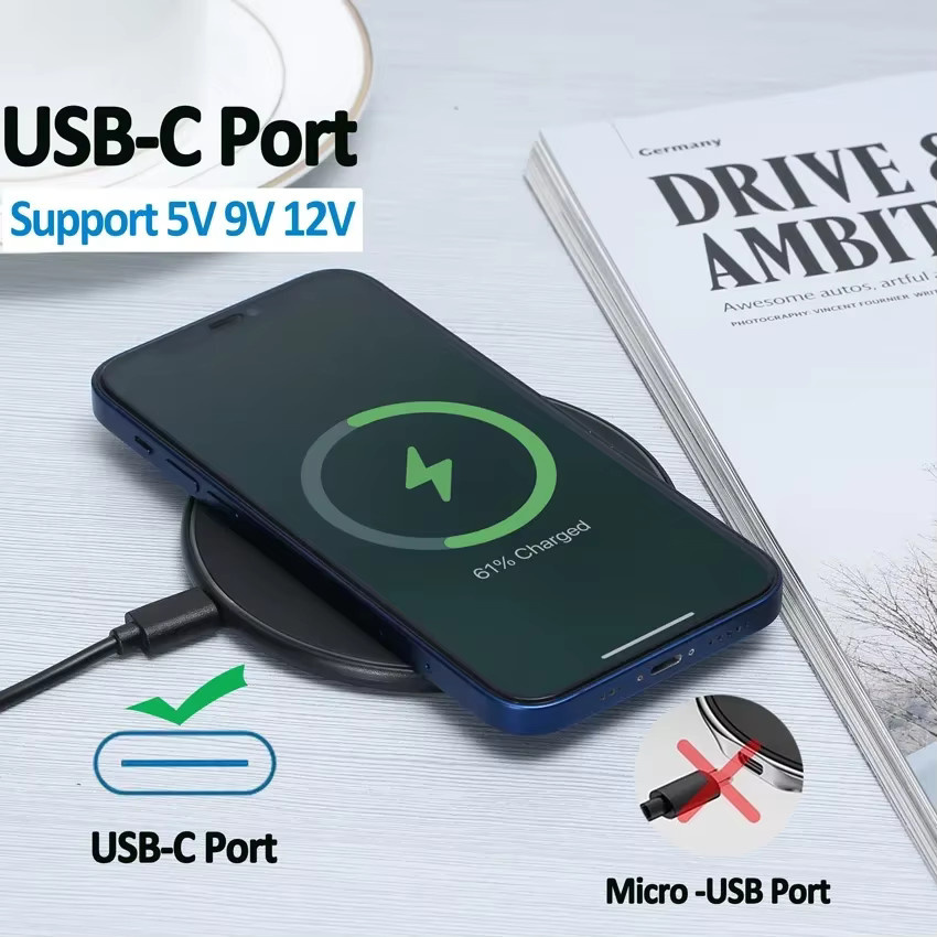 VIKEFON Kabelloses Ladegerät Schwarz – Induktive Schnellladestation für iPhone, Samsung und Xiaomi - Bild 2