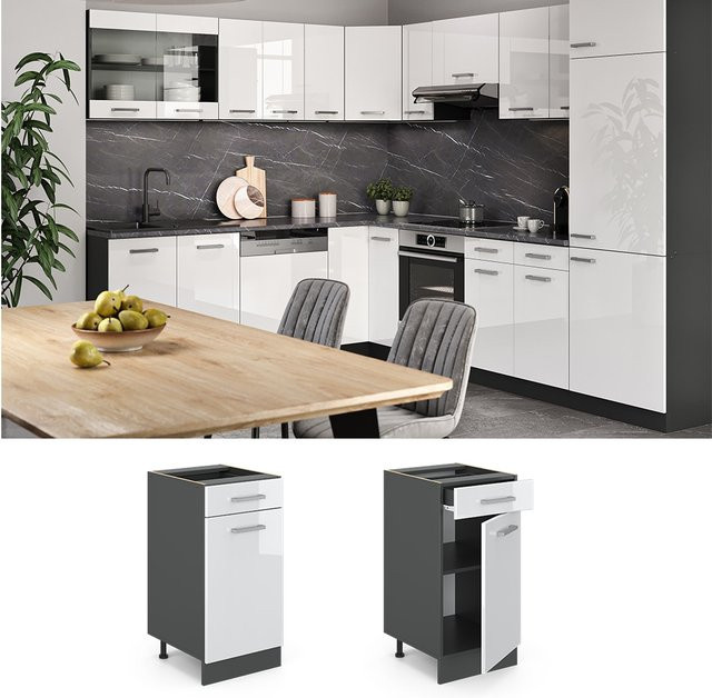 Vicco Küchenunterschrank R-Line Weiß Hochglanz Anthrazit Breite: 40 cm - Bild 3