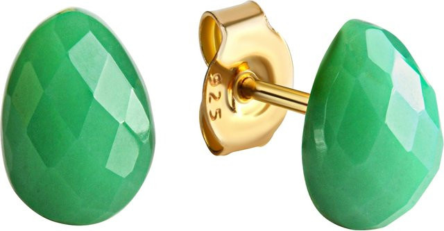 Jamelli Ohrringe 925 Silber, vergoldet, Chrysopras, Damen - Bild 1