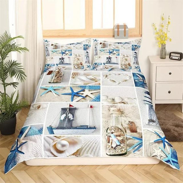 Bettwäscheset mit Tropeninsel und Palme für Kinder, bestehend aus Bettdeckenbezug und Kissenbezug, B/H: 70 x 133 cm - Bild 1
