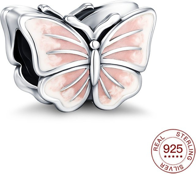 Schmetterling Charms Perlen Anhänger, 925 Silber, Rosa Farbverlauf - Bild 1