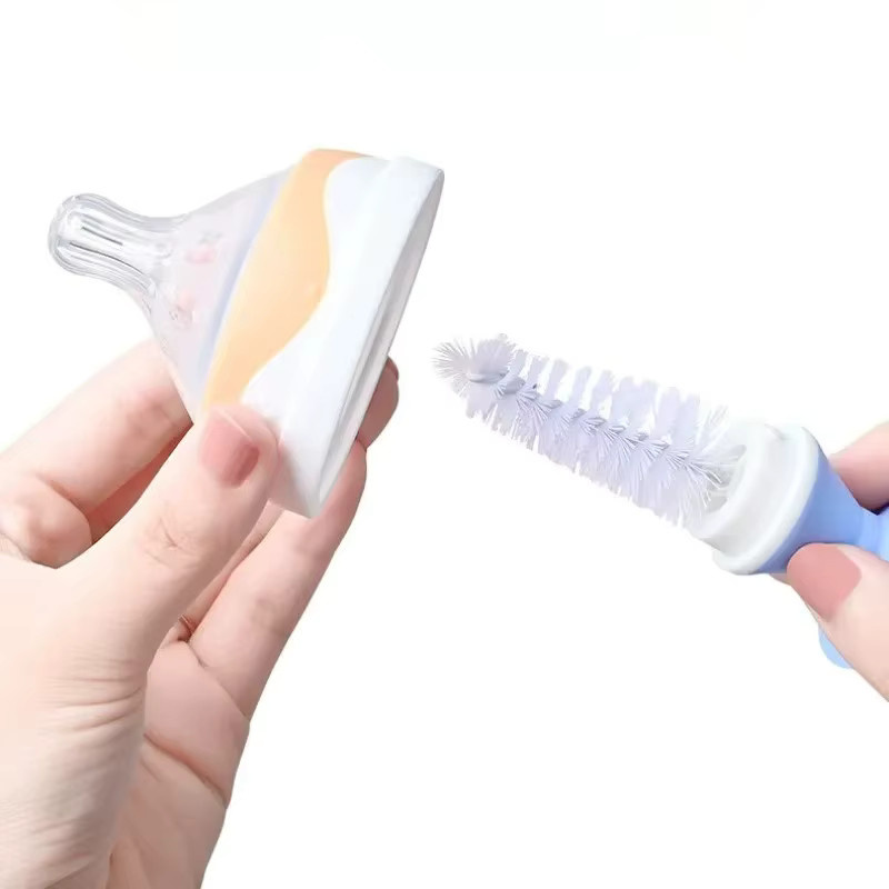 2-in-1 Babyflaschen-Reinigungsbürste aus Nylon mit Saugständer für Flaschen und Schnuller, Blau - Bild 4