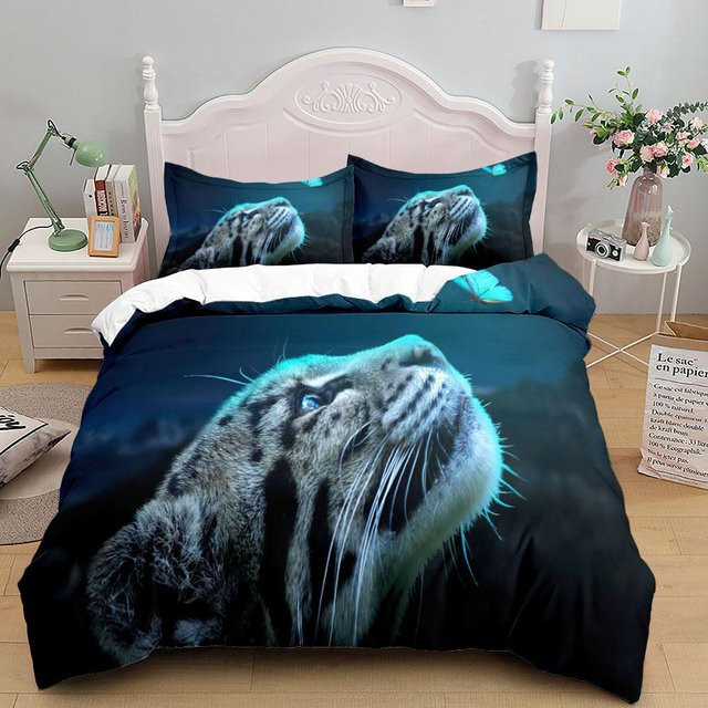Binchi Outdoor Product Bettwäsche Set Afrikanische Savanne Gepard mit Motiv, Farbe Schwarz, Material Mikrofaser, B/H: 140 x 200 cm, 3-teilig - Bild 1