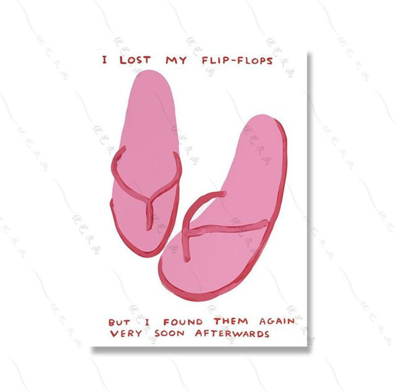 David Shrigley Wandkunstdruck Leinwand Abstrakte Tiere Nordic Poster Rosa B/H: 70 x 100 cm - Bild 1