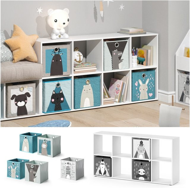 Vicco Kinderregal mit 8 Fächern und Faltboxen als Spielzeug- und Bücherregal für das Kinderzimmer - Bild 1