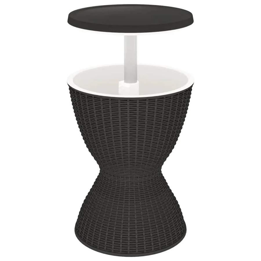 vidaXL 3-in-1 Tisch mit Eiskühler in Schwarz aus Polypropylen mit Rattan-Optik für Garten und Außenbereich B/T/H: 82 x 82 x 48 cm - Bild 2