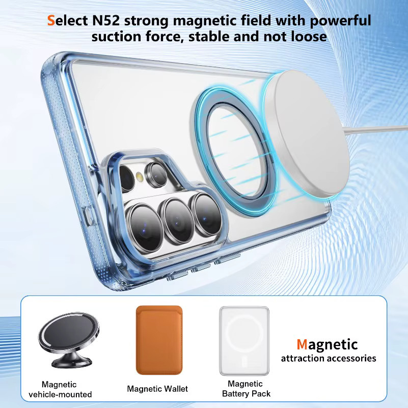 MagSafe TPU Acryl Schutzhülle für Samsung Galaxy S26 Ultra und S26 Plus mit 360 Grad drehbarem Ständer in Transparent - Bild 1