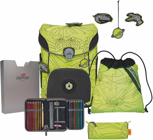 DerDieDas ErgoFlex EASY Superflash Schulrucksack-Set 5-teilig mit Sportbeutel Neon Fighter in Multicolor und Gelb - Bild 1