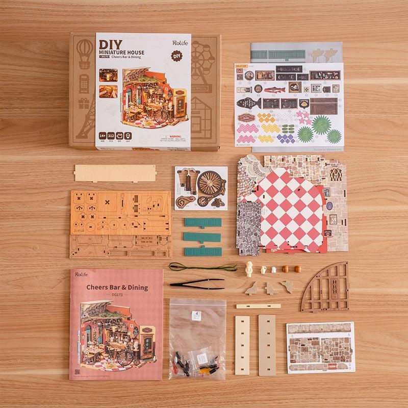 ROBOTIME Rolife 3D-Puzzle Cheers Bar & Restaurant DIY Miniaturhaus aus Holz in Mehrfarbig - Bild 3