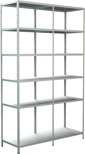 Schulte Regalwelt Steck-Grundregal mit Anbauregal in Weiß, H 230 cm x B 140 cm x T 50 cm - Bild 1