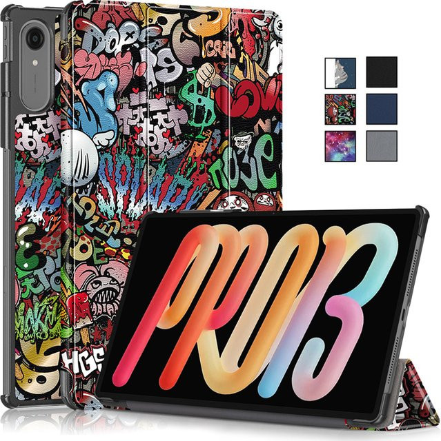 Lenovo Xiaoxin Pad Pro 13 Hülle TB376FC und TB378FC Magnetische Leder-Smart-Hülle mit bemaltem Design in Gold und Multicolour - Bild 1