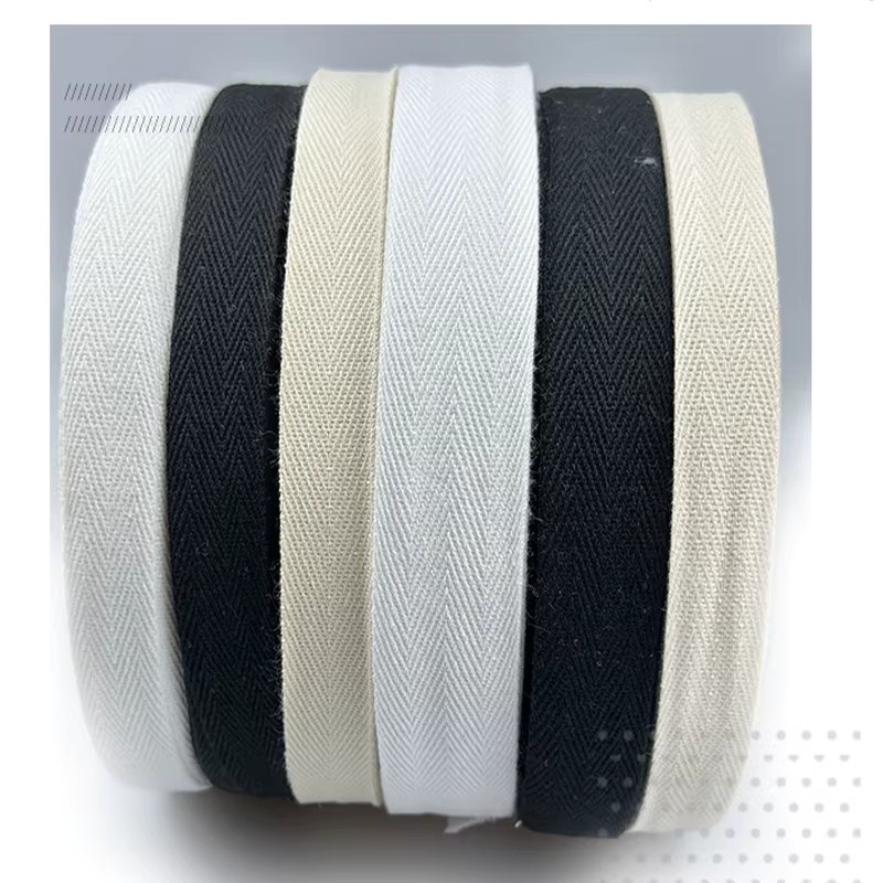 Baumwollgewebtes Fischgrätenmuster Klebeband als Nähzubehör in Schwarz, Weiß und Beige, 4,57 m Länge - Bild 2
