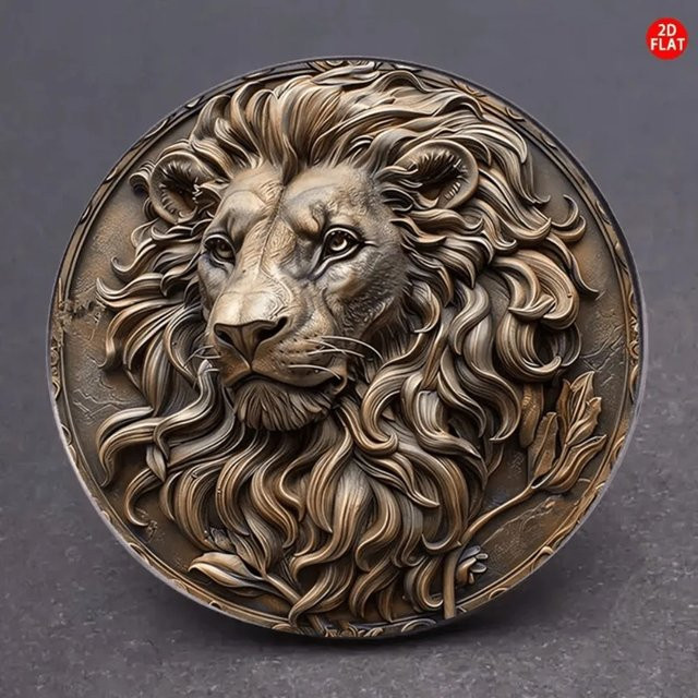 CIFBUY Vintage Retro Löwe Wandkunst aus Aluminium, Gold, B: 30,5 cm, H: 20,3 cm - Bild 1