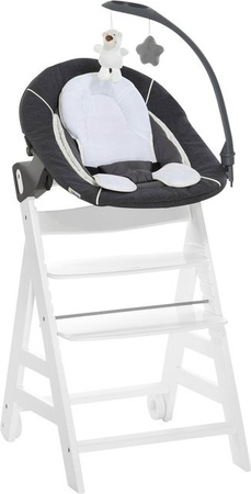 Hauck Hochstuhl Beta+ inklusive Bouncer in Weiss-Grau mit Rollen und Polsterung