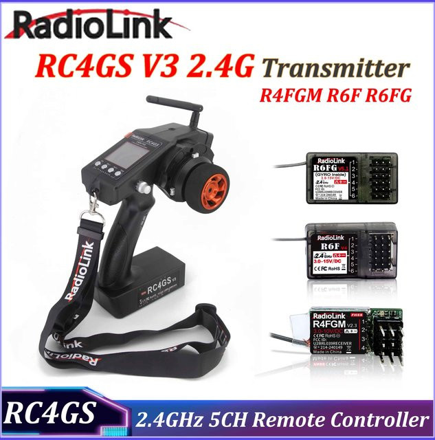 RadioLink RC4GS V3 Funkfernsteuerung, 2,4GHz, 5-Kanal-Sender, black - Bild 1