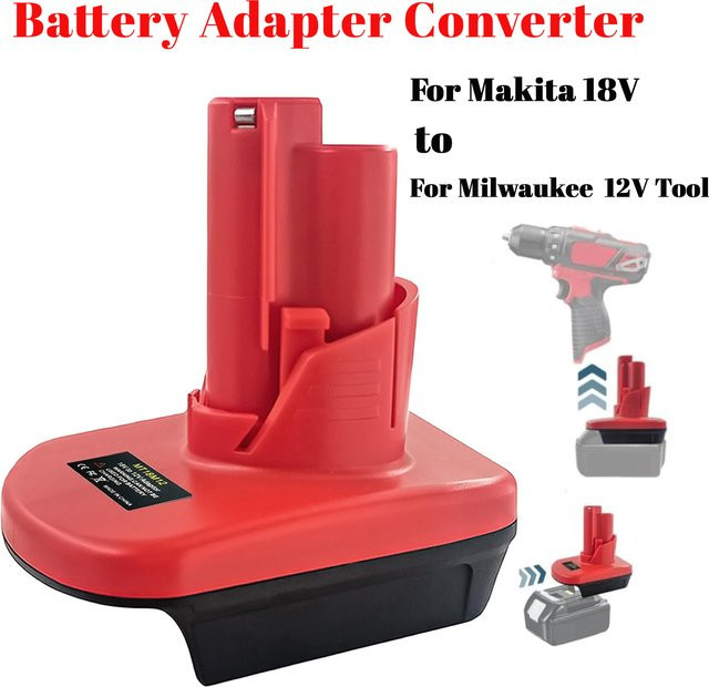 Akku-Adapter MT18M12 von Makita für 18V Li-Ion Akkus BL1850 und BL1860 zu Milwaukee M12 12V Werkzeugen, roter ABS-Konverter - Bild 1
