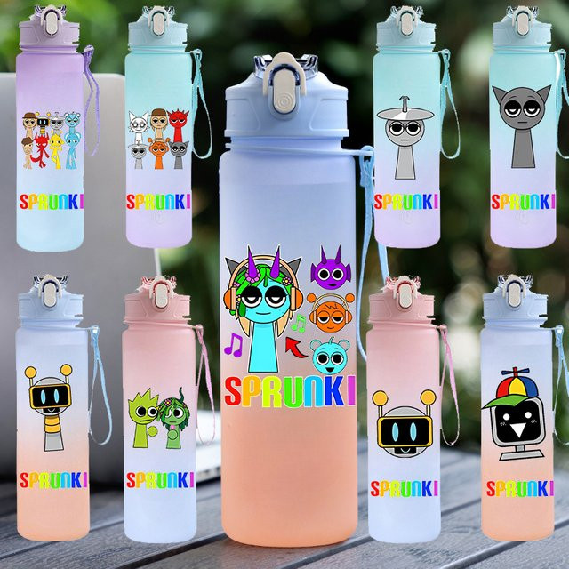 Sprunki Incredibox Trinkwasserbecher für Kinder mit Farbverlauf, 750 ml, Mehrfarbig - Bild 1