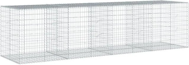 vidaXL Gabione mit Deckel aus verzinktem Eisen in Silber, B: 400 cm, T: 100 cm, H: 100 cm - Bild 1