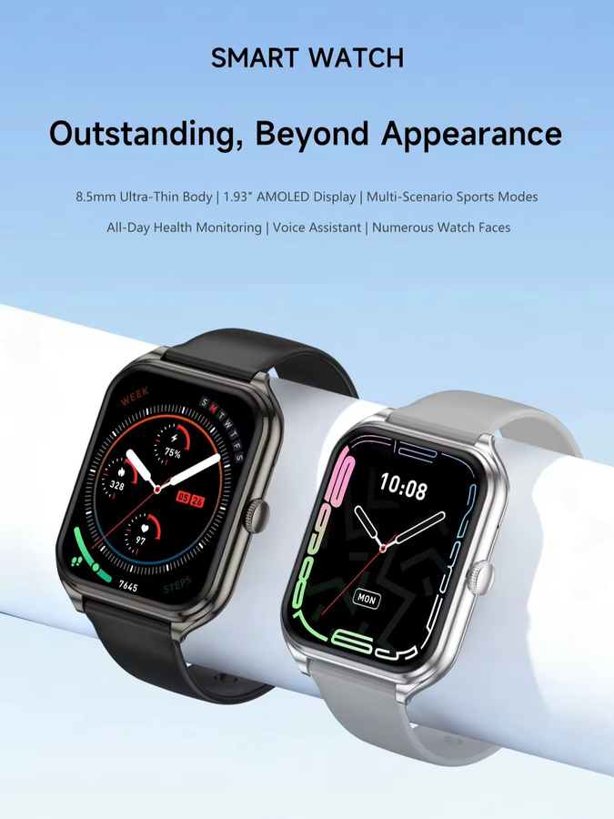 paazomu Smartwatch, 1,93 Zoll, Schwarz, Silikon, Unisex - Bild 7
